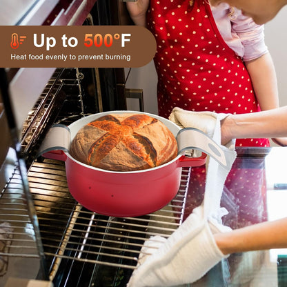 3 PCS Silicone Bread Sling for Dutch Oven Liners, Non Stick & Easy to Clean Silicone Bread Baking Mat with Extra Long Handles, Reusable Round Silicone Baking Mats to Transfer Sourdough Bread