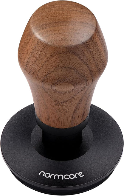 Normcore 58mm Spring Loaded Coffee Tamper V4.1 with Click Feedback, Titanium PVD Flat Base, Self-Leveling Espresso Tamper for 58mm Portafilters, Genuine American Walnut Handle