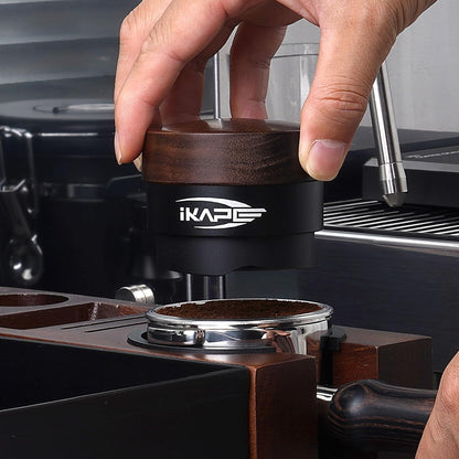 IKAPE 51MM Coffee Distributor, New Wooden Handle Design, Gravity Adaptive Espresso Distributor Fits All 51MM Espresso Portafilter, Compatible with 51MM Delonghi Bottomless Portafilter