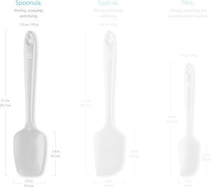 DI ORO Silicone Spoon Spatula - Forever Warranty - 600°F Heat-Resistant Large Silicone Spoonula Scraper - BPA Free Nonstick Cookware Safe Rubber Kitchen Utensil for Baking, Cooking, & Mixing (Stone)