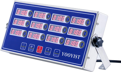Kitchen Timers for Cooking – 12 Channel Commercial Kitchen Timer Restaurant Kitchen Supplies – Stainless Steel LED Technology Kitchen Timer Digital – Reminder Function, Loud Alarm, Blue