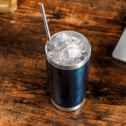 COMOOO 20oz Double Wall Vacuum Insulated Travel Mug, Stainless Steel Tumbler with Lid and Straw Durable Powder Coated Insulated Coffee Cup for Cold & Hot Drinks (Peacock blue, 1)