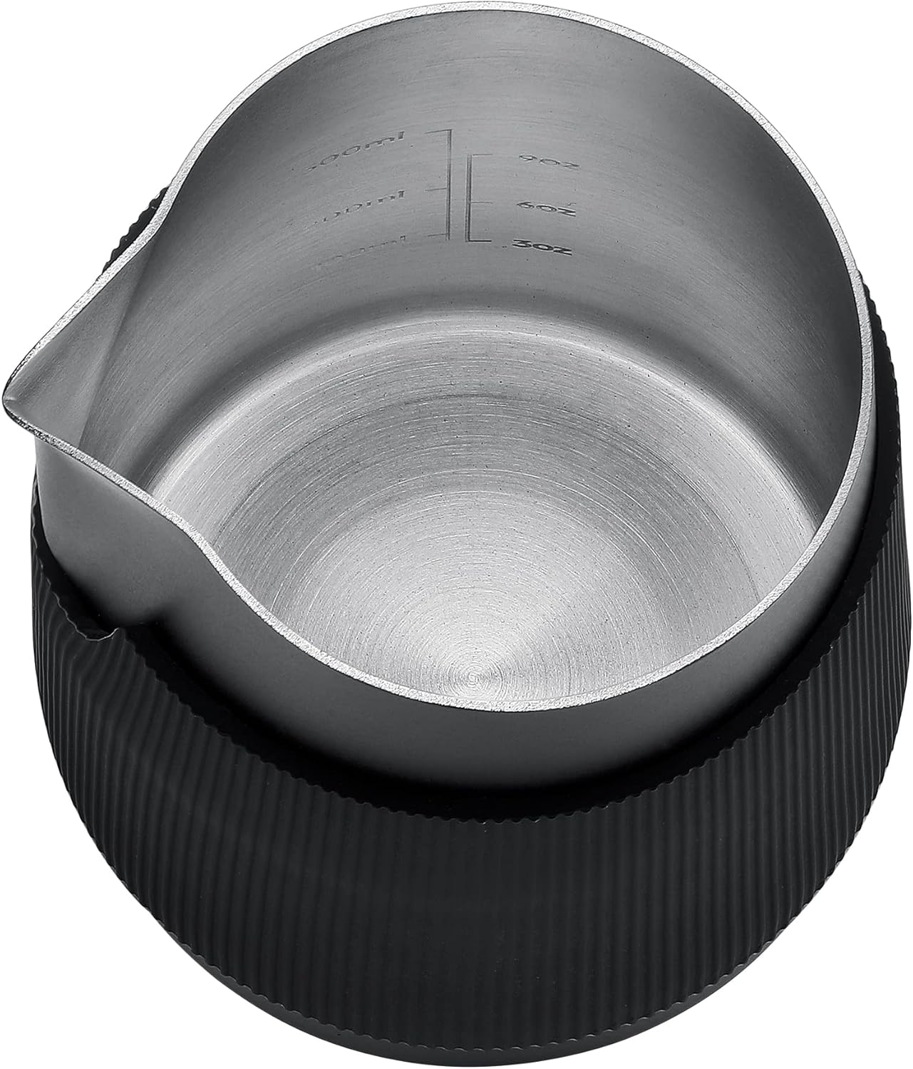 Normcore Handleless Milk Frothing Jug, Milk Pitcher 15.2 oz, Milk Frother Steamer Cup Stainless Steel Espresso Cup, Sharp Spout, Black, 450 ml