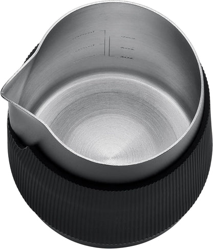 Normcore Handleless Milk Frothing Jug, Milk Pitcher 15.2 oz, Milk Frother Steamer Cup Stainless Steel Espresso Cup, Sharp Spout, Black, 450 ml
