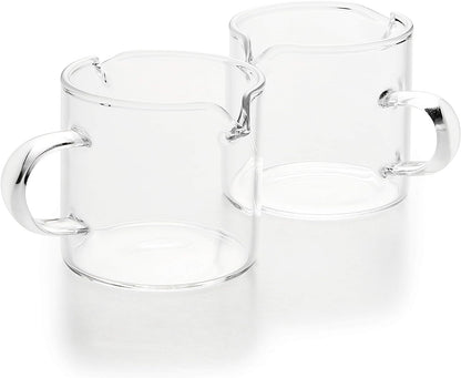 BCnmviku Shot Glasses Espresso Parts Double Spouts Milk Cup Clear Glass (Clear Glass-2Pack)