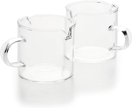 BCnmviku Shot Glasses Espresso Parts Double Spouts Milk Cup Clear Glass (Clear Glass-2Pack)