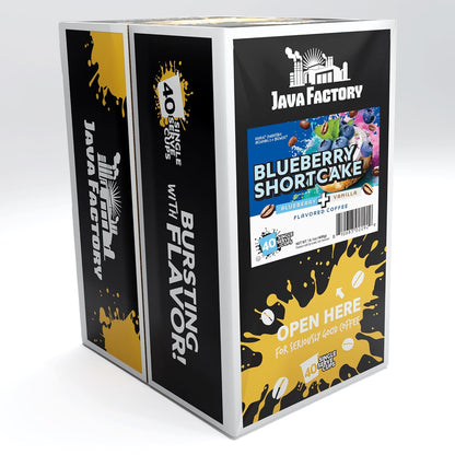 Java Factory Coffee Pods Blueberry Flavored Coffee for Keurig K-Cup Brewers, Blueberry Shortcake, 40 Count