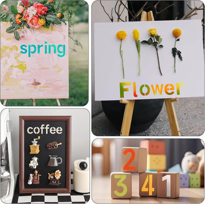2 Inch Letter Stencils Symbol Numbers Craft Stencils, 63 Pcs Reusable Alphabet Templates Interlocking Stencil Kit for Painting on Wood, Wall, Fabric, Rock, Sign, DIY Art Projects (Letter and Number)