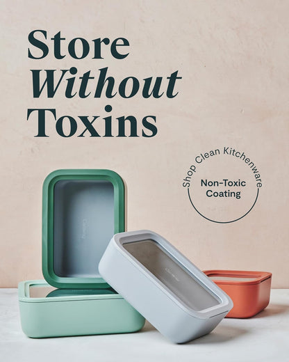 Caraway 25pc Glass Food Storage Set - Glass Storage Containers for Food - Non-Toxic Ceramic-Coated Glass - Air Release Technology - Compact & Stackable Design - Cream