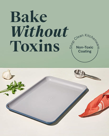 Caraway Non-Stick Ceramic Medium Baking Sheet - Naturally Slick Ceramic Coating - Non-Toxic, PTFE & PFOA Free - Perfect for Baking, Roasting, and More - Medium (15" x 10") - Slate