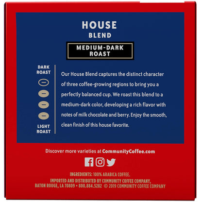 Community Coffee House Blend 12 Count Coffee Pods, Medium-Dark Roast, Compatible with Keurig 2.0 K-Cup Brewers, Box of 12 Pods (Pack of 2)