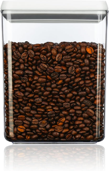 Food Airtight Containers storage with Lids 3 Pack (1800ml + 1200ml + 500ml) One Button Open/POP UP/Kitchen Storage Organization for Coffee Tea Brown Sugar Cereals