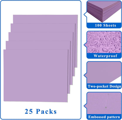 Zzrywuty File Folders with Pockets Letter Size, 25-Pack Paper Folders with Card Slot, Two Pocket Folders for School Students, Businessmen, Home and Office Workers（Purple）