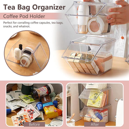 Roninkier 2 pack Coffee Pod Holder Tea Bag Organizer, Large Capacity Stackable Coffee Bar Accessories for Counter