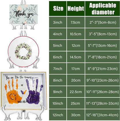 6 Pack 8 Inch Clear Plastic Easels or Stand/Plate Holders to Display Pictures or Other Items at Weddings, Plate Stands for Home Decoration, Birthdays, Tables