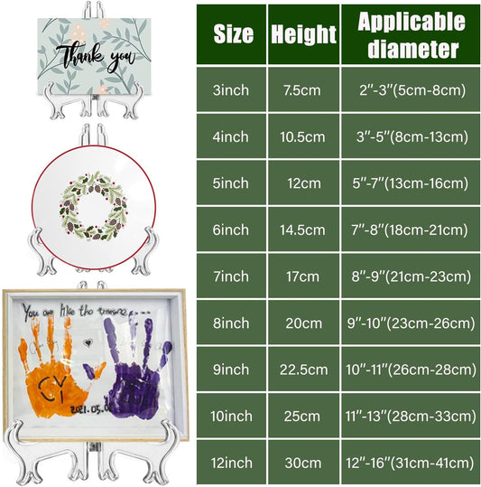 6 Pack 8 Inch Clear Plastic Easels or Stand/Plate Holders to Display Pictures or Other Items at Weddings, Plate Stands for Home Decoration, Birthdays, Tables