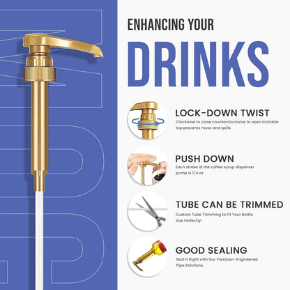 Jimoco® Syrup Pump Dispenser + Torani® Blue Raspberry Syrup, 25.4 oz - Coffee Syrup Pump & Flavoring Bundle