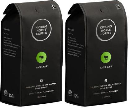 Kicking Horse Coffee, Kick Ass, Dark Roast, Whole Bean, 10 Oz (Pack of 2)