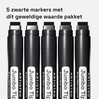 ARTISTRO 5 Black Acrylic Paint Pens, Acrylic Paint Markers Jumbo Tip, Fabric Markers for Textile, Canvas, Rock, Glass, Wood, Paper, DYI, Pens for Kids and Adults