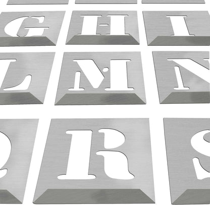 HAUTMEC Vintage Aluminum Letters Stencils, A to Z Aluminum Stencils & Holder, 2-1/2"(60mm) Letters, Shop Stencil, Advertising Stencilling, Craft-Printing, Reusable HT0244-ST