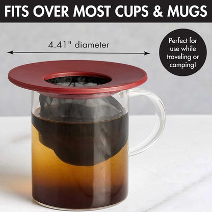 Primula Brew Buddy Portable Pour Over, Reusable Fine Mesh Filter, Dishwasher Safe, Single Serve Coffee or Tea at Any Strength, Ideal for Travel or Camping, Red, 2-Pack (Pack of 6)