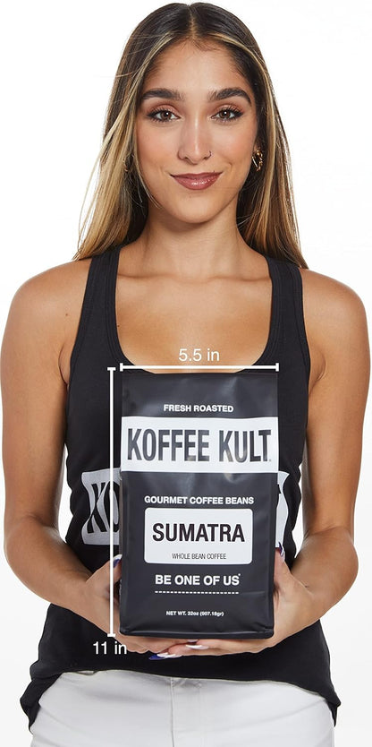 Koffee Kult Sumatra Coffee Beans Dark Roast - Indonesian Fresh Roasted Coffee Beans(Whole Bean, 32oz)