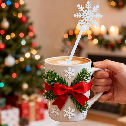 60pcs Snowflake Drink Stirrers Christmas Plastic Swizzle Sticks Beverage Winter Stir Sticks Reusable Coffee Cocktail Stirrers Bar Supplies for Cocktail Xmas Party Decor Winter Holiday Cocoa Bar