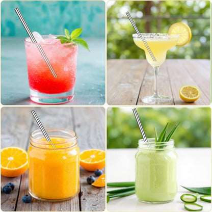 JIEYAO 12 Pack 4.7 Inch Short Metal Cocktail Straws, Reusable Stainless Steel Straws with Cleaning Brush Drinking Straws for Coffee Cocktails Small Glasses or Cups