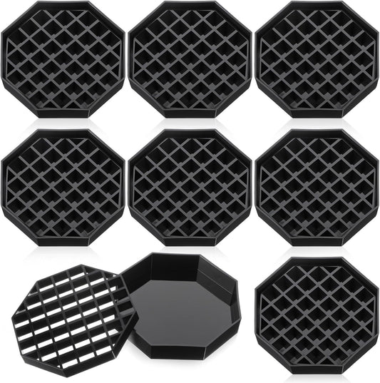 8 Pcs Coffee Drip Tray Black Plastic Octagon Coffee Countertop Drip Coaster with Honeycomb Grid for Drink Tea Wine Beverage Dispenser (4 Inch)