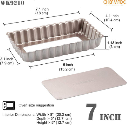 CHEFMADE Tart Pan, 7 Inch Non-Stick Quice Pan with Removable Loose Bottom for Oven Bake(Champagne Gold)
