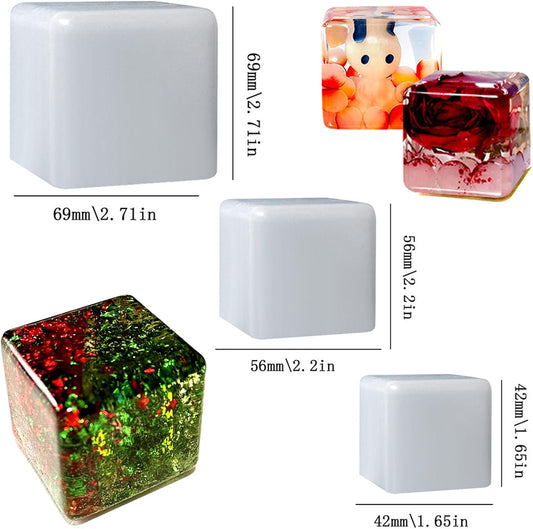 (3 Pack) Resin Cube Molds, Deep Square Silicone Molds for Epoxy Resin Casting DIY Art Craft Candle Soap Making