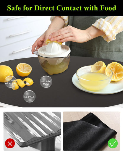 Black Plastic Table Cover Protector, 48" Round Waterproof Easy Flat PVC Desk Pad Mat, 1.5mm Thick Vinyl Table Top Protector for Dining Room Table, Office, Dresser