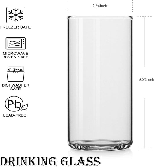 BaveL Thin Highball Glasses Set of 4,19oz Cocktail Glass Set,Tall Drinking Glasses for Water,Juice,Milk,Cocktails,Beer and More,Elegant Bar Glassware,Lead-Free Pint Glasses,Glass Drink Tumblers