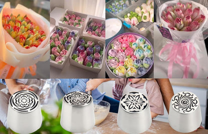 Extra Large Russian Piping Tips Cake Decorating Kit for Buttercream Roses 3D Floral Designs Baker Tools for Wedding Birthday Cakes Cupcakes Cookies