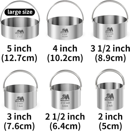 Biscuit Cutter Set for baking 2inch 2.5inch 3inch 3.5inch 4inch 5inch large size Round Cookies Cutter with Handle Professional Baking Dough Tools 6pcs set