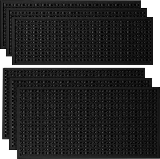 Tioncy 6 Pcs Bar Mat for Countertop 12 x 6 Inch,12 x 4 Inch Non Slip Rubber Mat Service Spill Cocktail Bartending Coffee Bar Mats for Hot Dishes Restaurants Barbershop Clippers Hot Pads, Black
