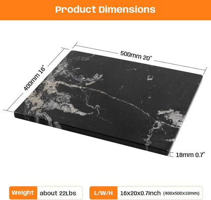 Black Marble Cutting Board For Kitchen, Large Marble Slab Pastry Board With Non-Slip Feet For Baking, Cheese, Charcuterie, Chocolate, 16x20 Inch