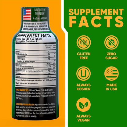 B12 Overload Extra Strength Energy Shot – Grape – 260mg Caffeine, 14000% B12, Electrolytes – Energy & Vitality Support – Zero Sugar No Calories – Vegan, Kosher, Gluten-Free – 1.93 fl oz, 12-Pack