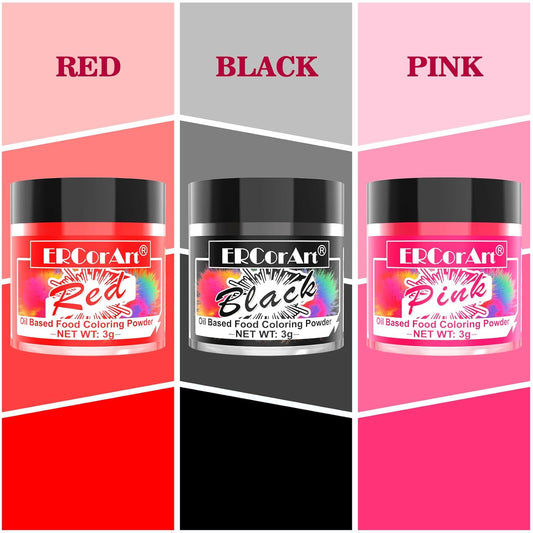Oil Based Food Coloring Powder for Chocolate - 3 Colors Vibrant Edible Food Dye, Food Coloring Powder for Oil Based, Cake Decorating, Chocolate Melts,Candy Melts, DIY Crafts - 9 Gram