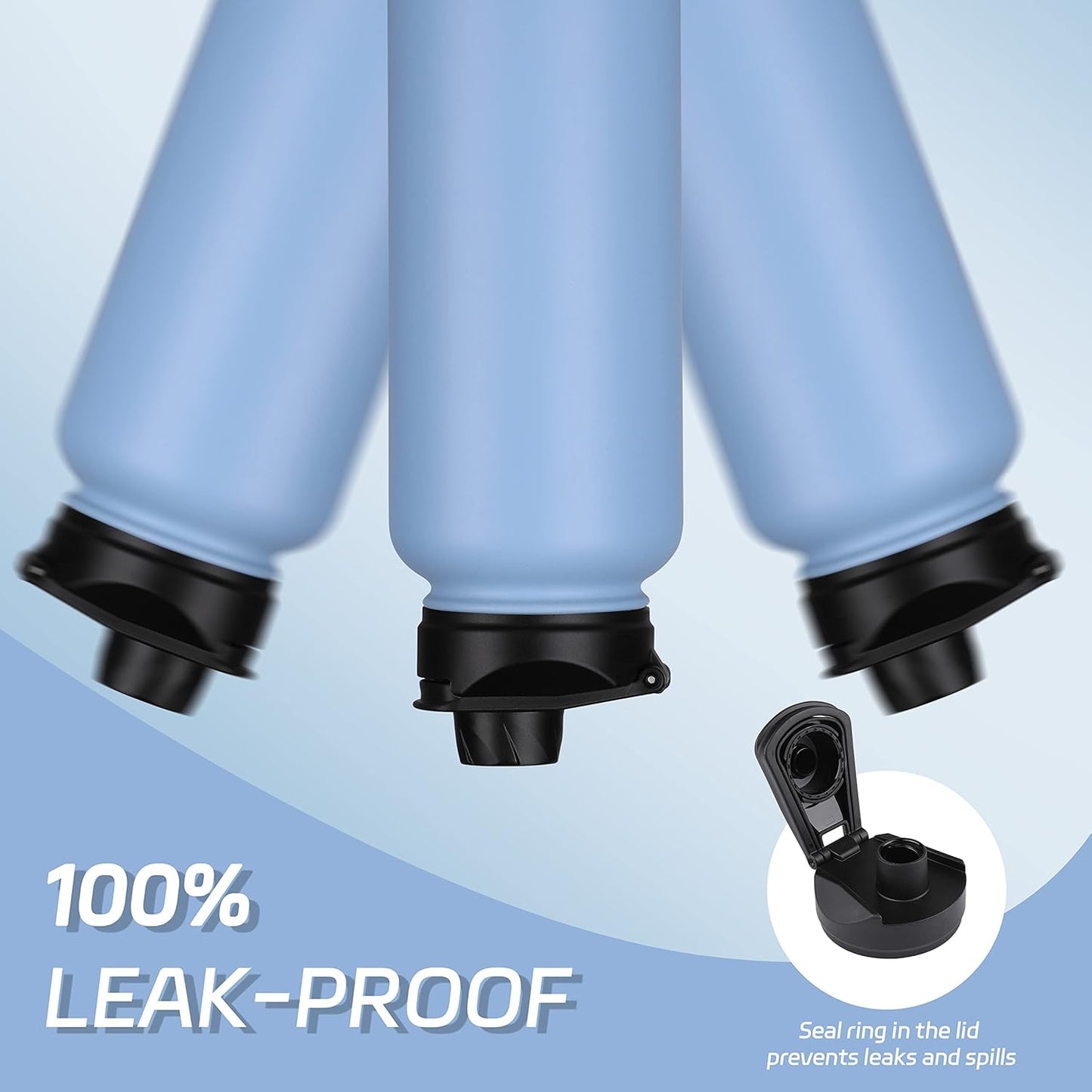 HASLE OUTFITTERS 40oz Stainless Steel Water Bottle, Vacuum Insulated Double Walled Leak Proof Sports Water Bottle with 2 Lids (Straw and Spout Lid) Thermo Mug Keep Cold and Hot(Blue,4)