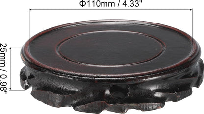 MECCANIXITY Wooden Display Stand Base Stand Holders 110mm/4.33 inch Diameter Black for Vase Bonsai Stone Furniture Stable Home Decoration Pack of 2