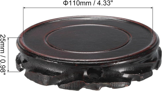 MECCANIXITY Wooden Display Stand Base Stand Holders 110mm/4.33 inch Diameter Black for Vase Bonsai Stone Furniture Stable Home Decoration Pack of 2