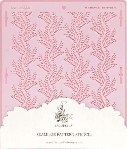 Harvest Cake Stencil - Seamless Delicate Pattern for Decorating Tall Double Barrel Cake to Use with Buttercream, Royal Icing, Ganache, Paint, Airbrush (Florentine)