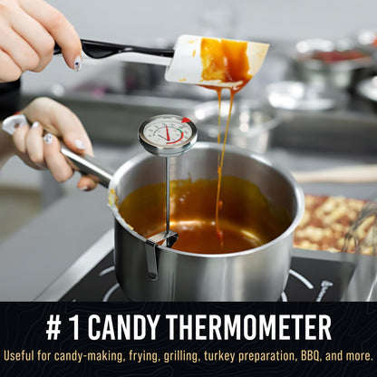 Candy Thermometer with Pot Clip - Deep Fry Oil for Frying and Candle Making - 2 Pack