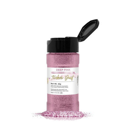 BAKELL Deep Pink Edible Glitter, 45 Grams | TINKER DUST Edible Glitter | KOSHER Certified | 100% Edible Glitter | Cakes, Cupcakes, Cake Pops, Drinks, Dessert Vegan Glitter & Dusts (45g Shaker, Deep Pink)