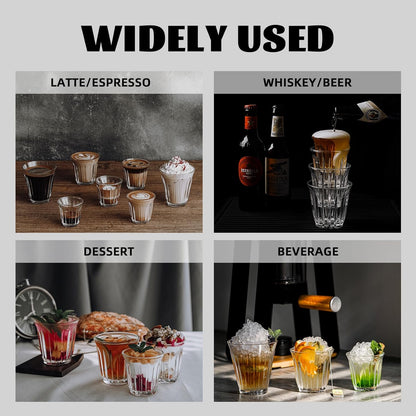 MHW-3BOMBER Coffee Glasses Set of 6 Drinking Glasses 8.1OZ Latte Glasses for Espresso, Whiskey, Vodka, Spirits & Liquors G6193-OS
