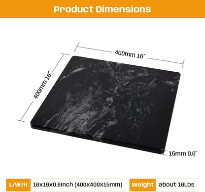 Marble Cutting Board For Kitchen, Pastry Board, Black Marble Slab Gift With Non-Slip Feets, 16x16 Inch, Pack Of 1 Piece