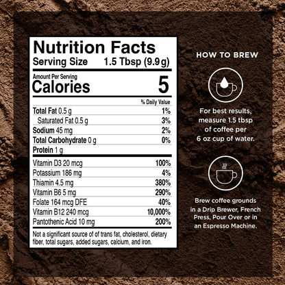 VitaCup Genius Ground Keto Coffee w/Turmeric, MCT Oil, B Vitamins, D3, Ground Coffee Medium Dark Roast, Bold & Smooth, 100% Arabica Coffee Grounds, 6 bags, 11oz each