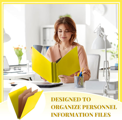 48 Pcs Classification Folders Letter Size, 2 Divider Pressboard File Folders with 3. 5 Inch Expansion, 2 Prongs Fastener, Heavy Duty Office File Organizers for Teachers, Medical (Yellow)