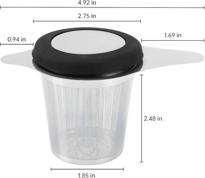 Two Pack Tea Infuser Basket Stainless Steel Tea Strainer Tea Filter With Small Strainer And Lid Tea Diffuser For Loose Tea Superior Brewing Experience (Two pack silver)